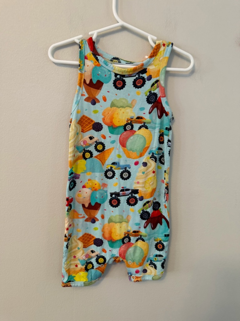 Posh Peanut Ice Cream & Truck Print Romper - Blue